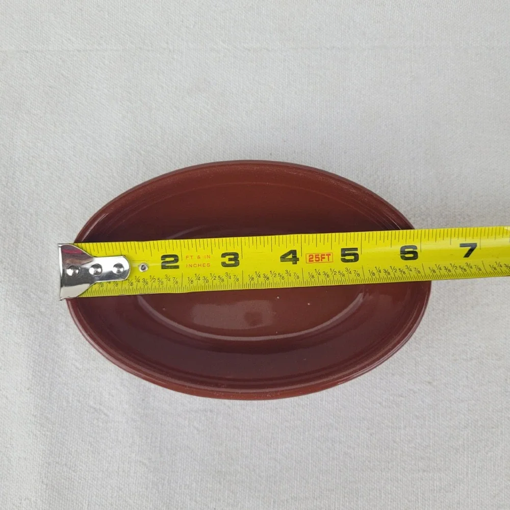 Vintage TST Taylor Smith Taylor Brown Oven Serve Ware Oval Bowl Floral Embossed